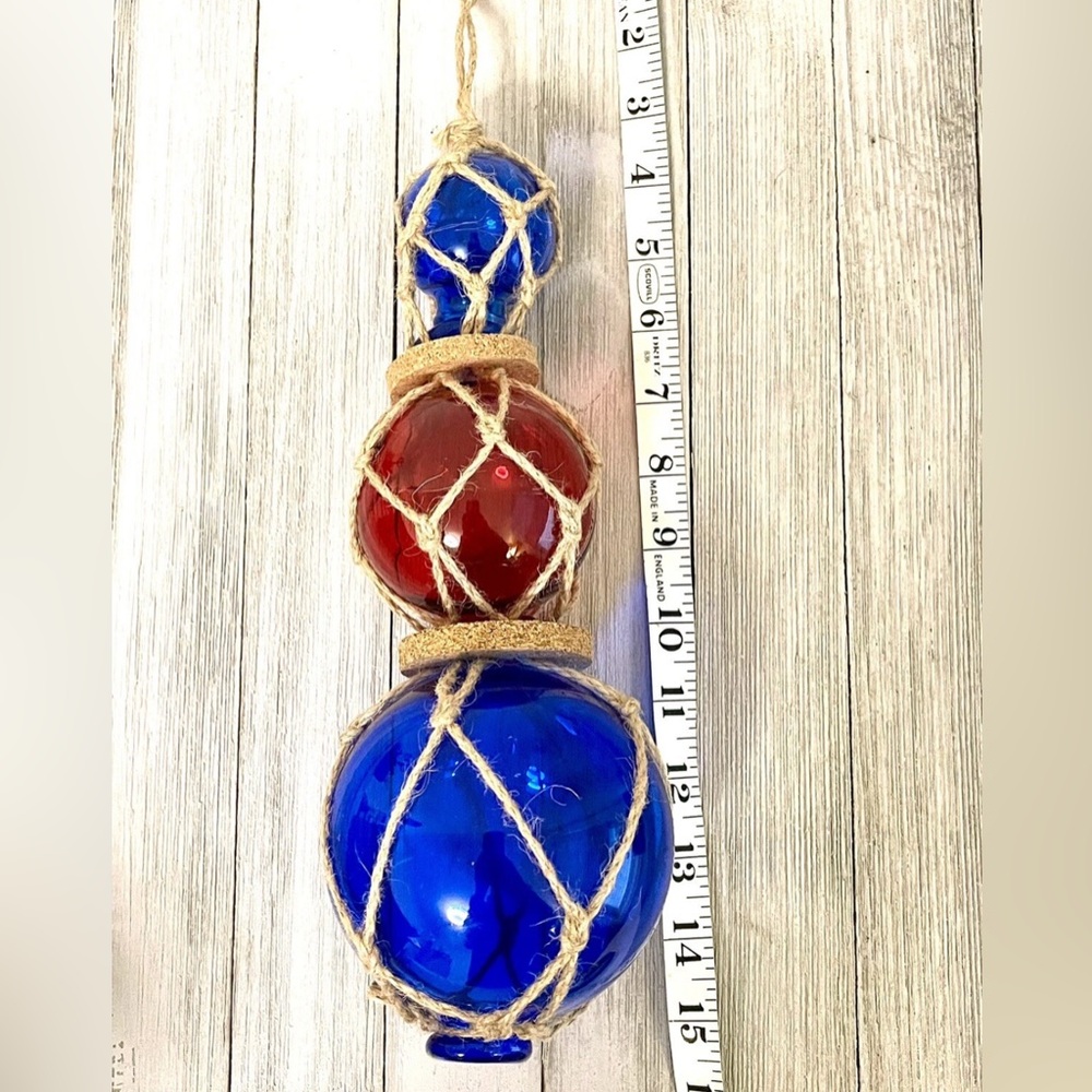 Nautical Glass Float Set in Blue and Red